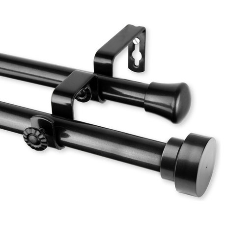 Topper Double Curtain Rod, Black, 120-170"