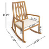 GDF Studio Monterey Outdoor Wood Rocking Chair, Cream Cushion, Single Chair