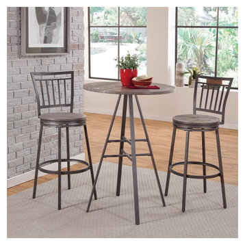 Talia 3-piece Driftwood and Metal Pub Height Table Set