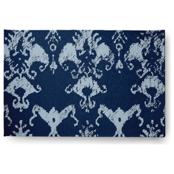 Victorian I-Kat Pattern Soft Chenille Area Rug, Blue, 2'x3'