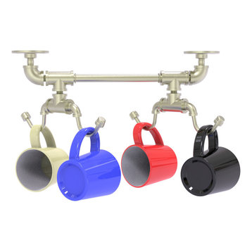 Pipeline Under Cabinet 4 Coffee Mug Rack, Satin Nickel