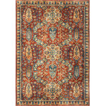 Palmetto Living by Orian - Palmetto Living by Orian Alexandra Bombay Red Area Rug, 6'7"x9'6" - The Bombay area rug is your gateway to traditional style. Intricate blue and tan designs sit atop a deep red canvas to create a striking centerpiece for your space. Use this classic creation anywhere that calls for a dose of color to anchor your room.