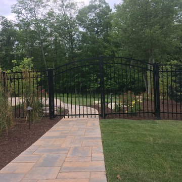 Backyard Patio & Landscape Design w/ Lighting around Pool