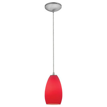 Champagne LED Cord Pendant, Brushed Steel, Red