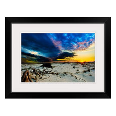 "Storm Clouds Approaching Sunset-Blue Landscape" Black Framed Art Print, 26"x