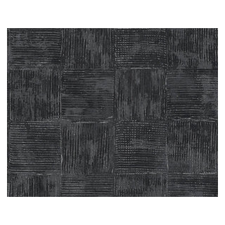 Plain Textured Wallpaper Square Patches With Lines, 1 Roll