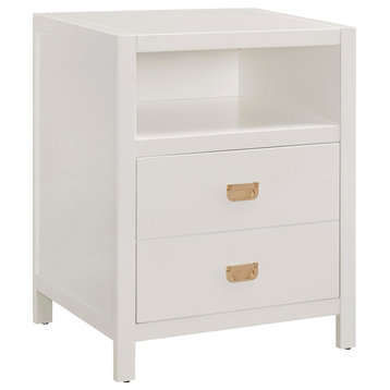 Linon Peggy Wood Two Drawer End Table in White
