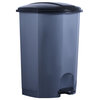 Superio Grey Plastic Step On Pedal  Trash Can with Black Lid, 13 Gallon