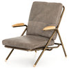 35" Alide Occasional Chair Distressed Grey Leather Bleached Ash Arms Bronze Iron