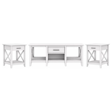 Key West Coffee Table with End Tables in Pure White Oak - Engineered Wood