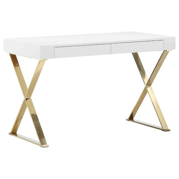 Mason Gold X-Leg Desk, White