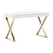 Mason Gold X-Leg Desk, White