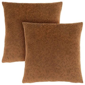 Pillows Set Of 2 Accent Sofa Couch Bedroom Polyester Brown