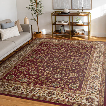 Ventura Transitional Oriental Red Rectangle Area Rug, 8'x10'