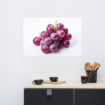 Juicy Jewels Purple Grapes on White photorealism Digital Art Loose Print