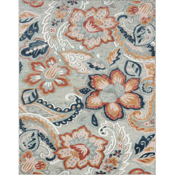 Lilia Transitional Floral Area Rug, Gray & Light Red, 3'10'' X 5'3''