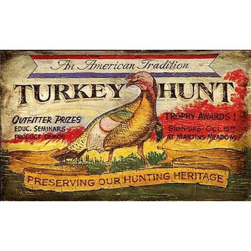 Rustic Vintage Sign, Turkey Hunt, Primitive Wood Sign, 20"x32"