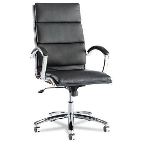 Alera Neratoli Series High-Back Swivel/Tilt Chair, Black Soft Leather