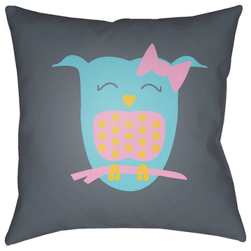 Littles by Surya Pillow, Charcoal/Yellow/Pink, 22' x 22'