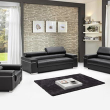 Modern Genuine-Leather Black Leather Sofa Collection