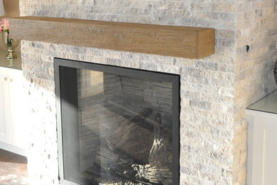 Concrete Barn Wood Fireplace Mantel