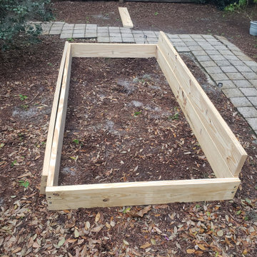Two pine wood raised garden beds 4'x8'