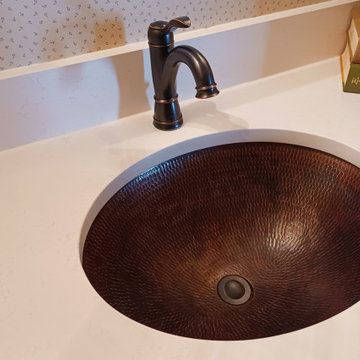 17" Oval Under Counter Hammered Copper Bathroom Sink (LO17FDB)