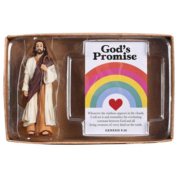 Jesus Figurine&Card Rainbow Gods Promise