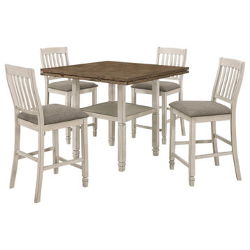 Sarasota 5-piece Counter Height Dining Set With Drop Leaf Nutmeg and Rustic