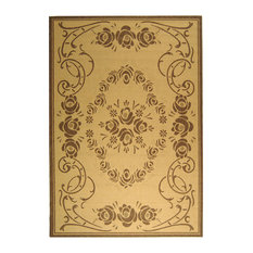 Natural and Brown Modern Floral Rug, 6'7"x9'6"