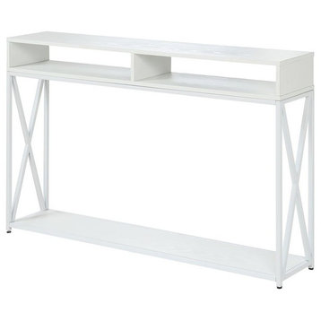Convenience Concepts Tucson Deluxe Two-Tier Console Table in White Wood Finish