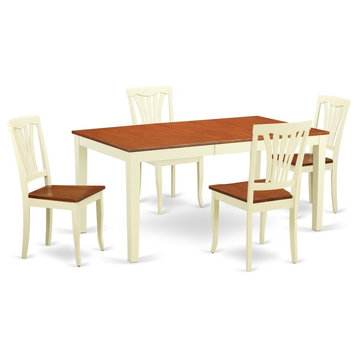 5-Piece Dinette Set for Table and 4 Kitchen Dining Chairs, Buttermilk