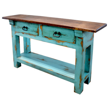 Rustic Sofa Table Oldie Turquoise
