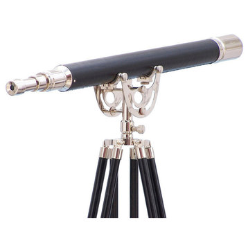 Floor Standing Anchormaster Telescope, Chrome/Leather, 65"