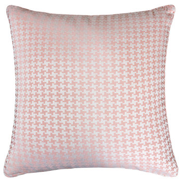 Diamond Patterned Jacquard Decorative Rose Pink Pillow - Down Alternative Filled