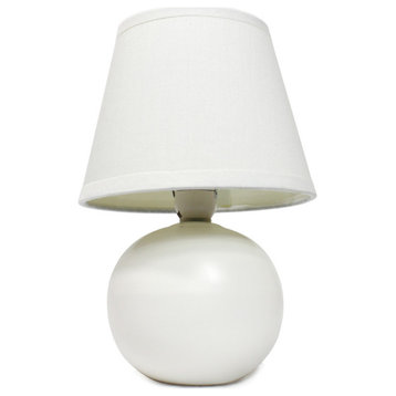 Simple Designs Mini Ceramic Globe Table Lamp, White