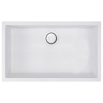 Transolid Zero 30"x18" silQ Granite Single Bowl Kitchen Sink, Total White