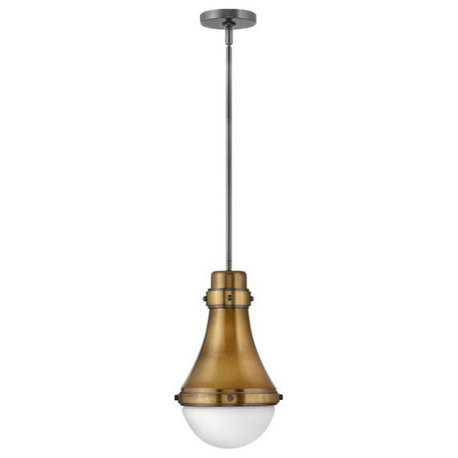 Hinkley 39057HB Oliver, 1 Light Small Pendant, Antique Brass