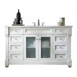 60 inch Single Sink Bathroom Vanity Cottage White Finish with Solid Top - Bathroom Vanities And Sink Consoles