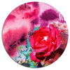 Red Rose On Abstract Paper, Floral Round Wall Art, 11"