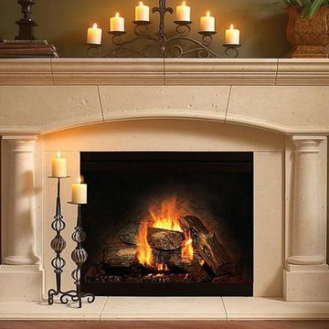 Balmer Mantels Elgin Mantel with Surround and 20" x 74" Hearth
