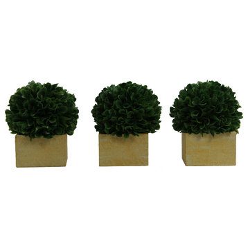 Artificial Boxwood Ball Topiary Artificial Plant Tabletop In Pot 5.5"H, Set of 3