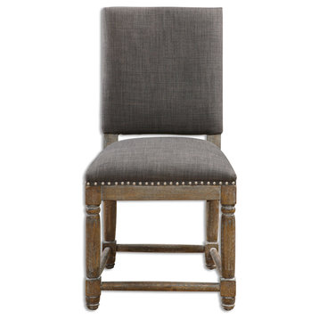 Gray Wood Comfortable Side Chair