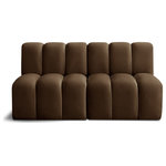 Meridian Furniture - Arc Velvet Upholstered 2-Pc. Modular Sofa, Brown - Give your living room or den the perfect blend of style and versatility with this Arc velvet fabric curved modular Sectional. Part of the Arc modular furniture collection, this Sectional comes upholstered in rich brown velvet fabric and features deep channel tufting that adds a touch of luxury while enhancing comfort and support. A seamless combination of form and function, this chair can be used with other Arc pieces to create a myriad of configurations in your well-curated room.