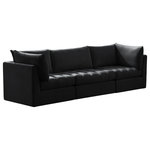 Meridian Furniture - Jacob Velvet Upholstered 3-Piece Modular Sofa, Black - Create the ideal seating arrangement for your space when you pick and choose the elements you like mostincluding this Jacob velvet modular sofa. Mix and match items in the Jacob collection to bring your living space or family room together with a personalized slant. Soft black velvet upholstery is soft and welcoming to the touch, adding a luxurious feel to everyday seating. Deep channel tufting adds to the piece's durability, and latches underneath the unit make it easy to attach to other pieces in the collection.