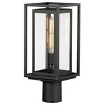 Maxim Lighting International - Cabana 1-Light Outdoor Post Mount, Black - A dual framed structure creates dimension on these outdoor lighting fixtures that is both contemporary and transitional. The construction consists of'two frames of square tubing and squared components. The inner frame's Clear Seedy glass reduces glare from the light and appears dirt-free for longer periods. This is a comprehensive collection to brighten all areas of your outdoor'space, available in various sized sconces as well as hanging and post configurations.
