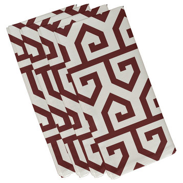 Keyed Up Geometric Print Napkin, Brown, Set of 4