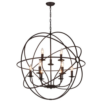 Arza 9 Light Up Chandelier With Brown Finish