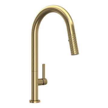 Rohl TE55D1LM Tenerife 1.75 GPM 1 Hole Pull Down Kitchen Faucet - Antique Gold