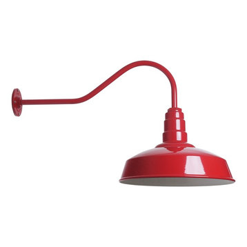Barn Lighting Gooseneck Fixture - The Gardena Barn Light, Red, Standard - No Bul